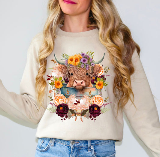 Floral Highland Cow