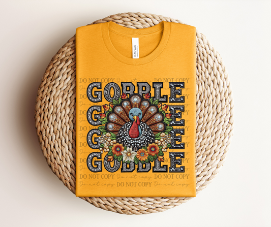 Gobble Faux Rhinestone Turkey