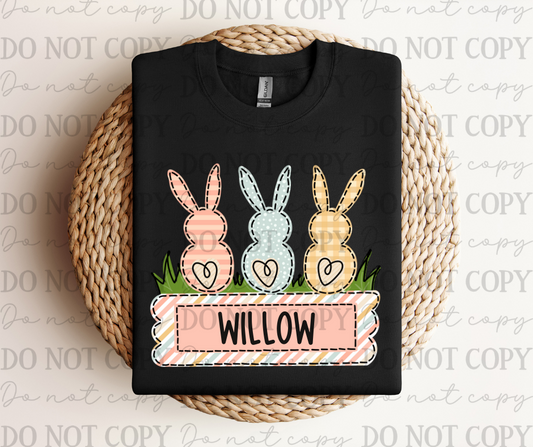 Easter Bunny Trio - Girl - Personalized